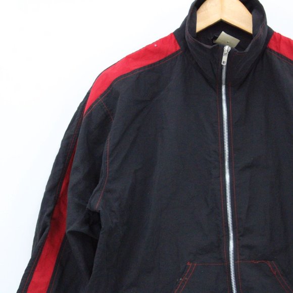 Vintage Big Flirt Windbreaker Jacket Women Black & Red Full Zip Retro Size M 90s - Picture 3 of 9